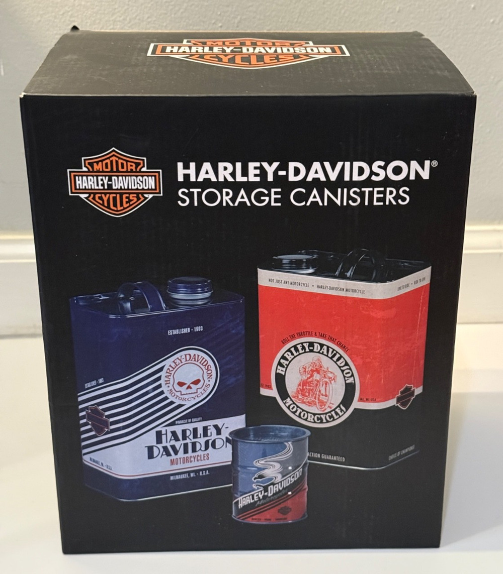 🏍️ Harley-Davidson Storage Canister Set Roadhouse Collection NEW 3pc